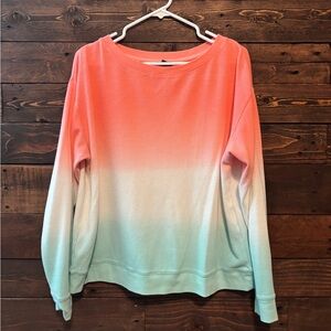 Splendid Coral and Mint Ombre Long Sleeve Tee